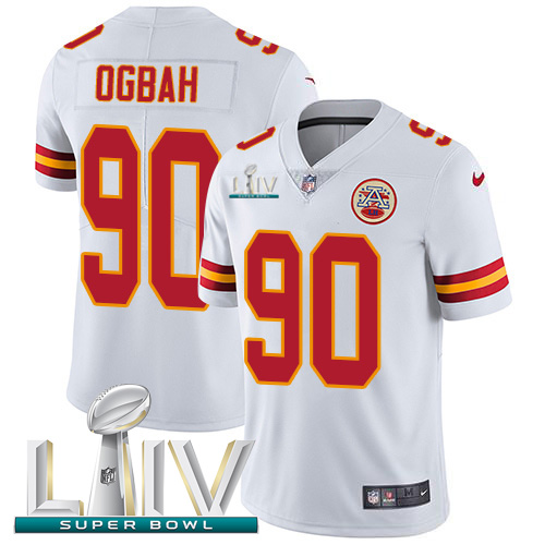 Kansas City Chiefs Nike #90 Emmanuel Ogbah White Super Bowl LIV 2020 Men Stitched NFL Vapor Untouchable Limited Jersey
